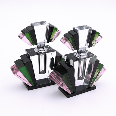 Lot 91 - A pair of reproduction Art Deco style glass...