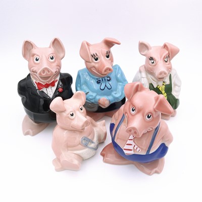 Lot 99 - A set of five Wade Natwest piggy banks,...