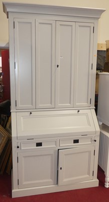 Lot 693 - A contemporary joined soft grey painted bureau...