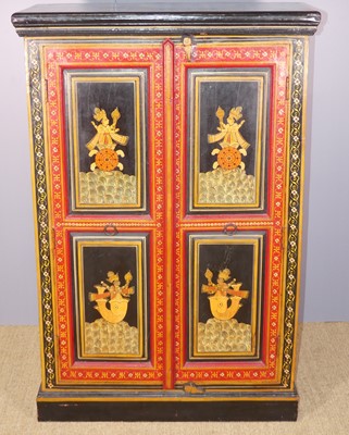Lot 698 - An Indonesian painted hardwood double door...