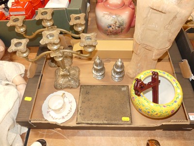 Lot 134 - A collection of items to include a painted...