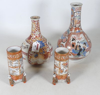 Lot 88 - A near pair of Japanese Satsuma porcelain...