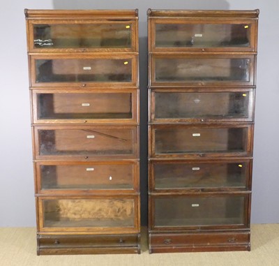 Lot 591 - A pair of 1930s oak Globe Wernicke six-tier...