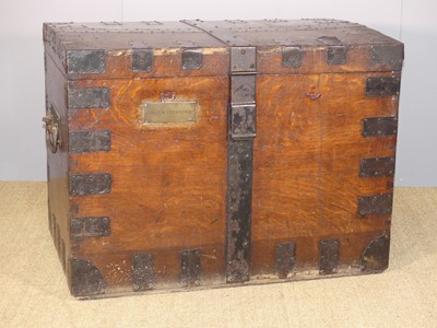 Lot 733 - A circa 1900 oak and iron-bound silver chest...