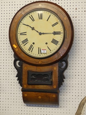 Lot 594 - A mid-Victorian walnut drop trunk wall clock,...