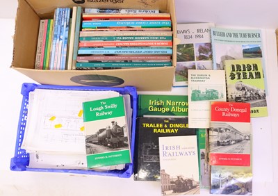 Lot 296 - Two boxes containing various railway books,...