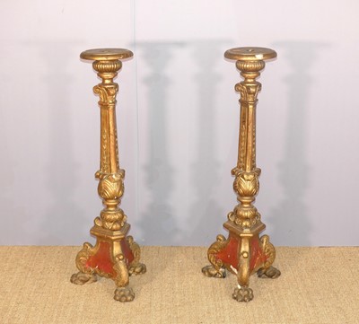 Lot 606 - A pair of 19th-century Italian giltwood and...