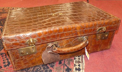 Lot 608 - A vintage circa 1930s crocodile skin vanity...