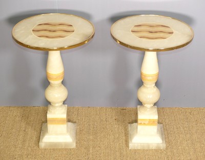 Lot 612 - A pair of contemporary onyx and gilt brass...