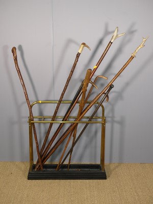 Lot 627 - A tubular gilt brass six-division stick stand,...