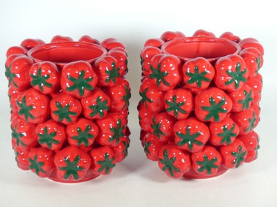 Lot 283 - A pair of contemporary pottery vases,...