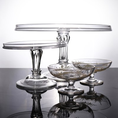 Lot 41 - A George III glass pedestal comport, raised...