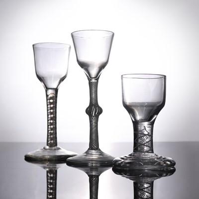 Lot 47 - A George II pedestal cordial glass, having an...