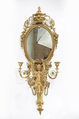 Lot 254 - A 19th century giltwood and gesso wall mirror,...