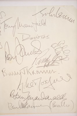 Lot The Beatles, a set of autographs on a plain...