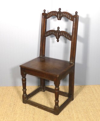 Lot 262 - A circa 1700 joined oak ladderback chair, the...