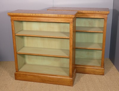 Lot 227 - A pair of oak and burr oak bookcases, in the...