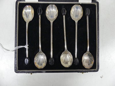 Lot 283 - A cased set of six George V silver coffee...