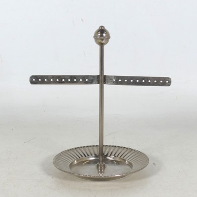 Lot 271 - A white metal earring display stand, having an...