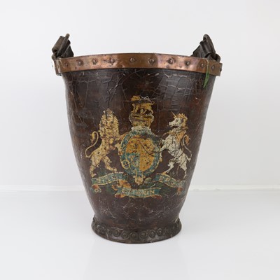 Lot 265 - A George III leather fire bucket, bearing...