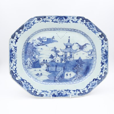 Lot 7 - A Chinese export porcelain blue and white meat...