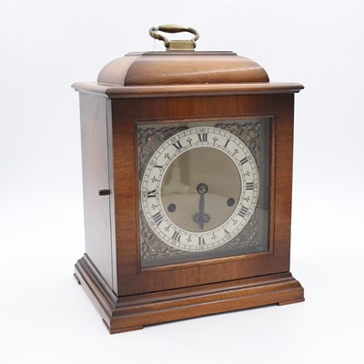 Lot 16 - A Smith's walnut cased mantel clock (lacking...