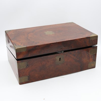 Lot 25 - A mid-Victorian figured walnut and brass bound...