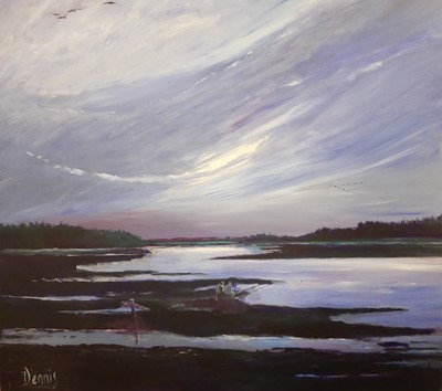 Lot 507 - Dennis Nash (b-1947) - Fishermen at moonlight,...