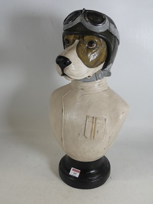Lot 65 - A contemporary painted resin bust of a dog,...