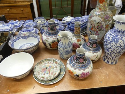 Lot 144 - A collection of reproduction Oriental ceramics,...