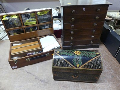 Lot 155 - A 19th century stained pine collectors chest...
