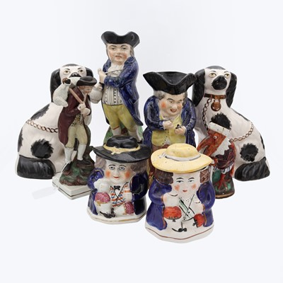 Lot 107 - A 19th century pearlware figure of a shepherd,...