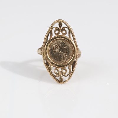 Lot 324 - A 9ct gold ring set with a Mexican high-carat...
