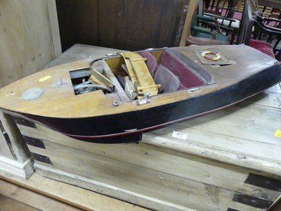 Lot 205 - A mid-20th century wooden model speedboat,...