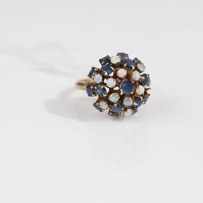 Lot 330 - A modern 14ct gold sapphire and opal flower...