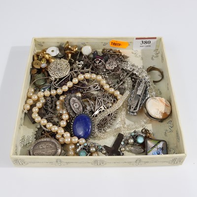Lot 380 - Assorted costume jewellery, to include silver...