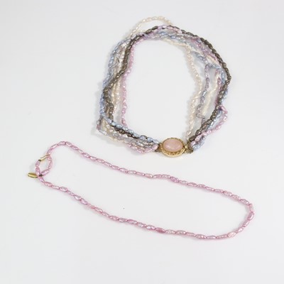 Lot 371 - A freshwater pearl multicoloured multi-string...