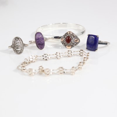 Lot 372 - A modern sterling silver polished but...