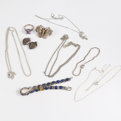 Lot 374 - Assorted silver and white metal jewellery, to...